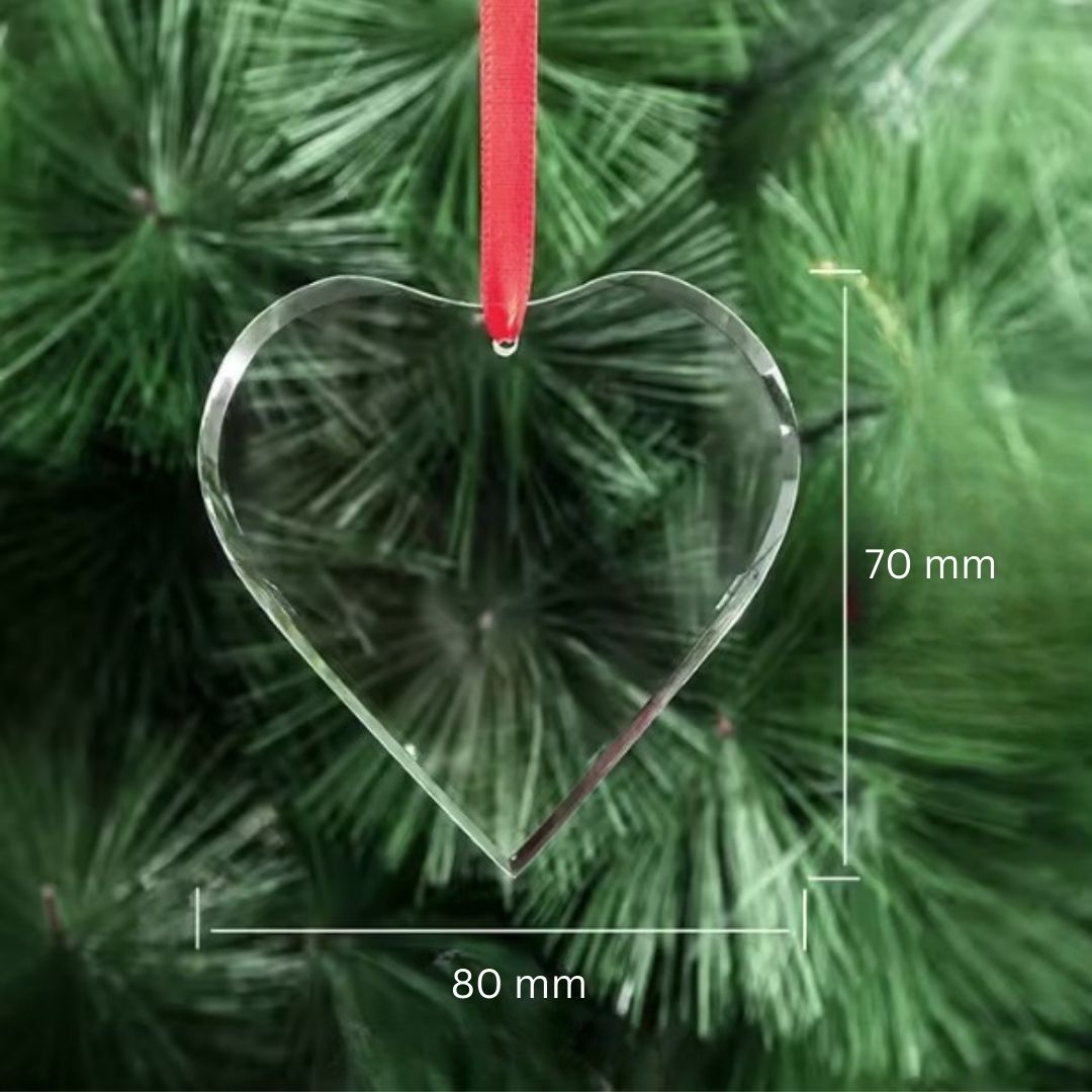 *Preorder* 80 × 70 mm Heart-Shaped K9 Crystal Ornament Blank – Faceted Edge | Red Gift Box & Satin Ribbon Included