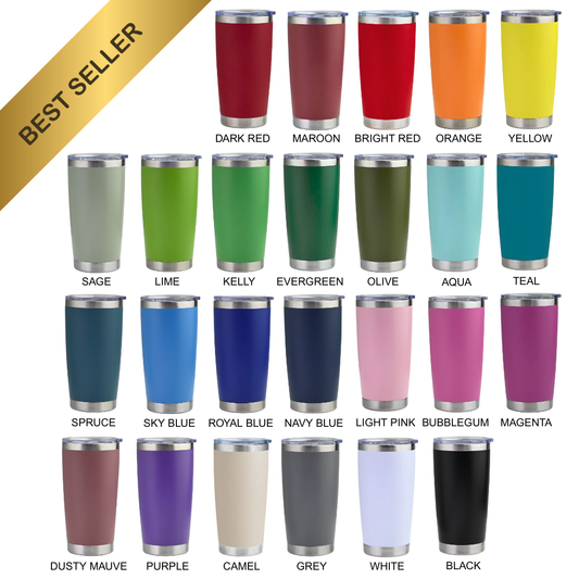 20 oz Stainless Steel Tumbler | Powder Coated | Vacuum Insulated | Laser Engraving Blank