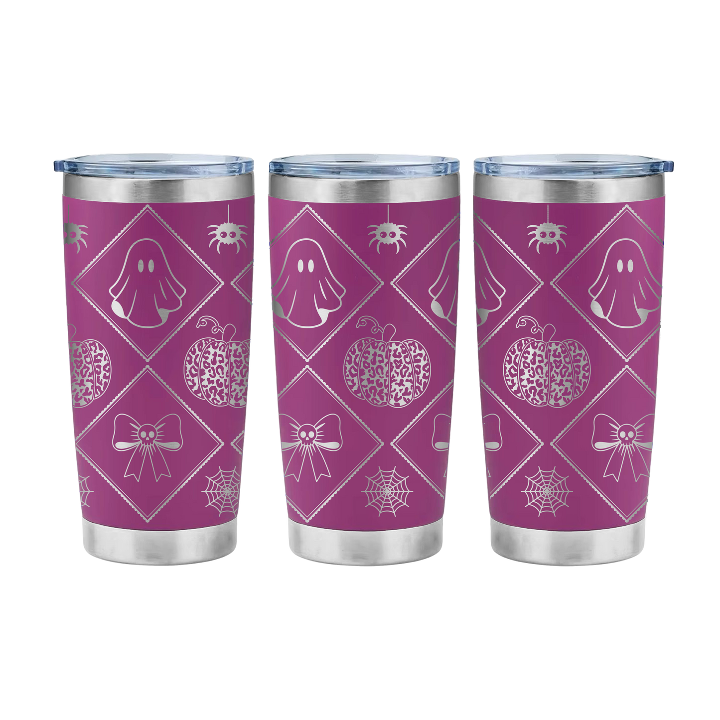 Leopard Print Ghost Laser Engraved Tumbler Wrap SVG | 20oz Skinny Tumbler Seamless Design | Digital Download for Laser Rotary Engraving