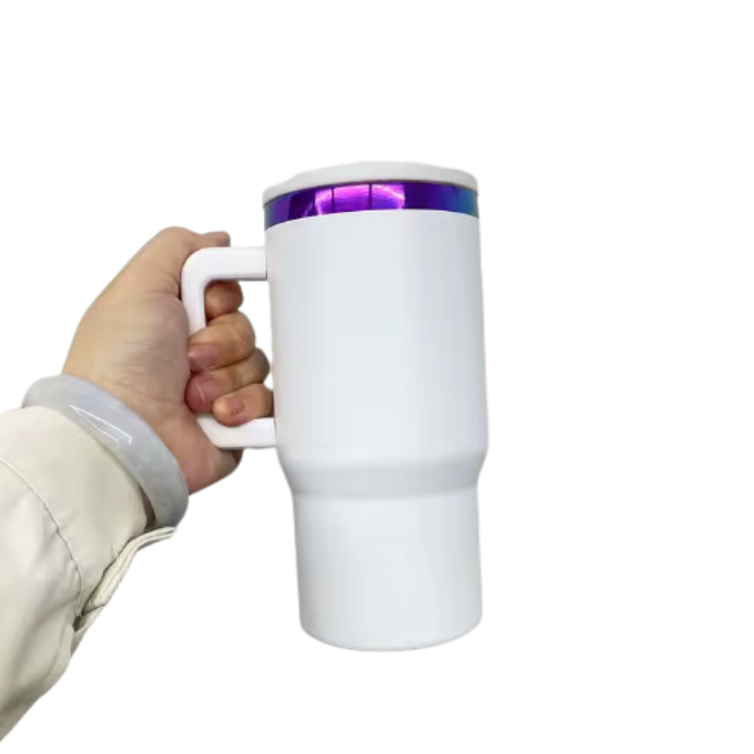 20 oz | Stainless Steel Rainbow Plated | Powder Coated | Handle & Flip Straw | Tumbler Blanks