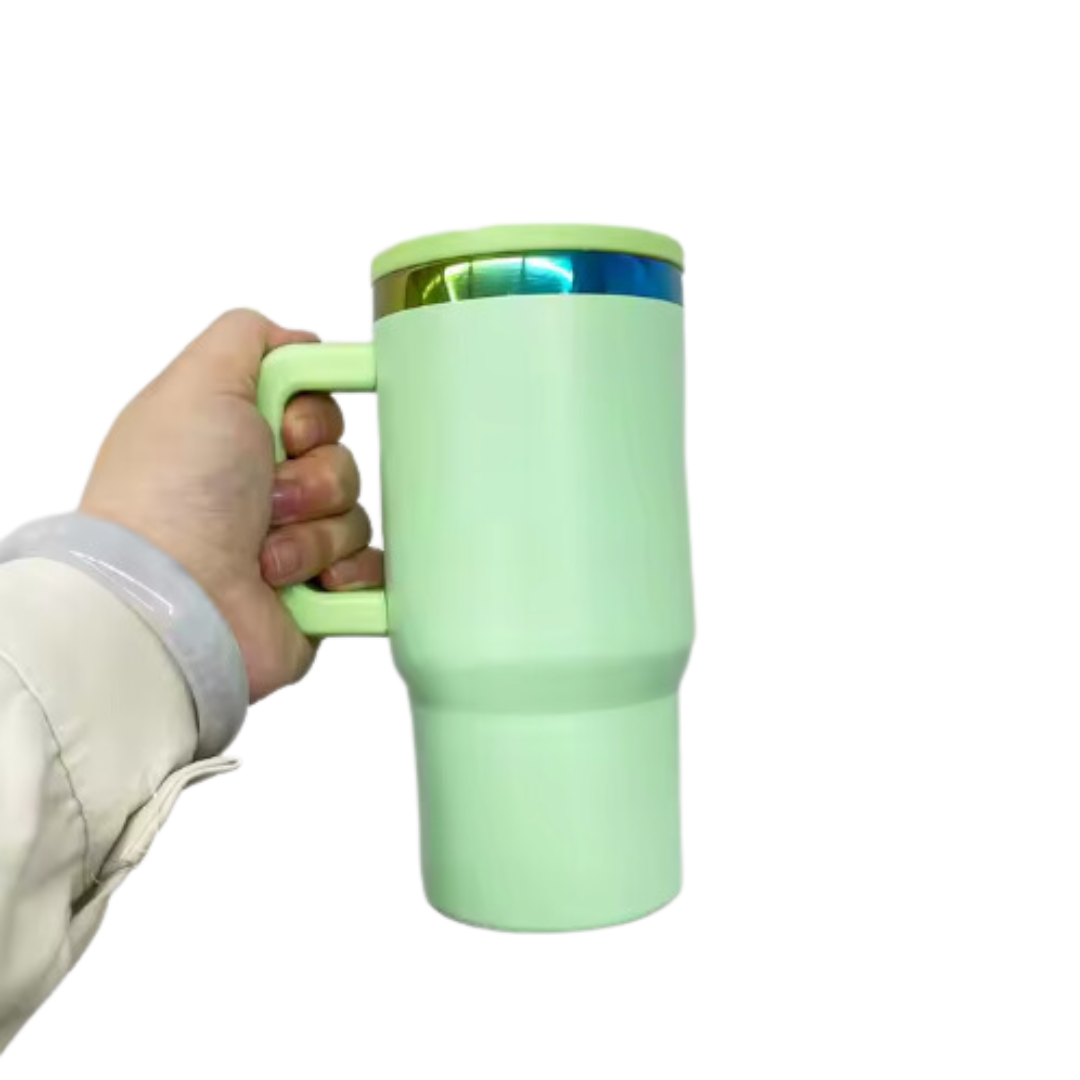 20 oz | Stainless Steel Rainbow Plated | Powder Coated | Handle & Flip Straw | Tumbler Blanks