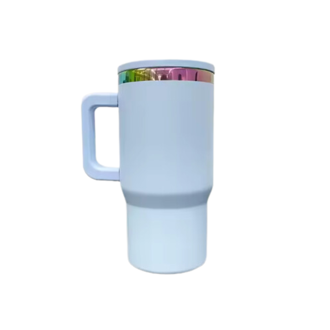 20 oz | Stainless Steel Rainbow Plated | Powder Coated | Handle & Flip Straw | Tumbler Blanks