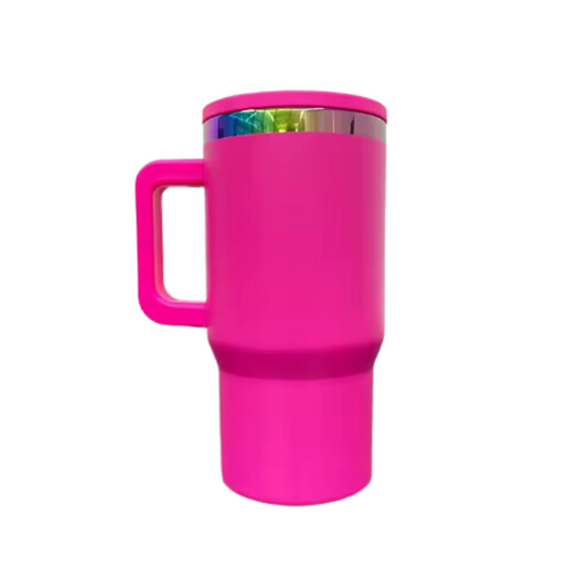 20 oz | Stainless Steel Rainbow Plated | Powder Coated | Handle & Flip Straw | Tumbler Blanks