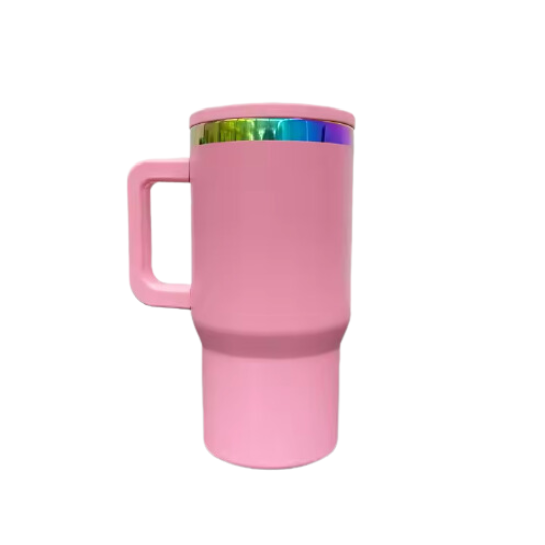 20 oz | Stainless Steel Rainbow Plated | Powder Coated | Handle & Flip Straw | Tumbler Blanks