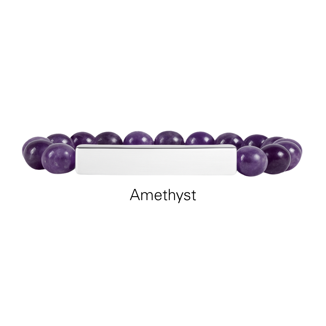 Stainless Steel Bracelet | Bar | Gemstone Beaded | Laser Engraving Blank