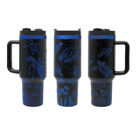 Stainless Steel Blue/Purple Plated 40 oz H2.0 Tumblers With Handle - Laser Engraving Blank
