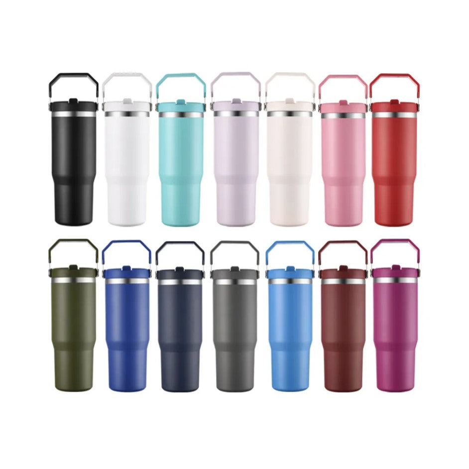 *Preorder* 30 oz | Stainless Steel | Powder Coated | Carry-Handle | Flip Straw | Tumbler Blanks