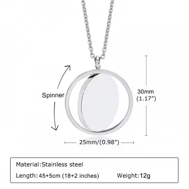 Stainless Steel Spinner Circle Necklace