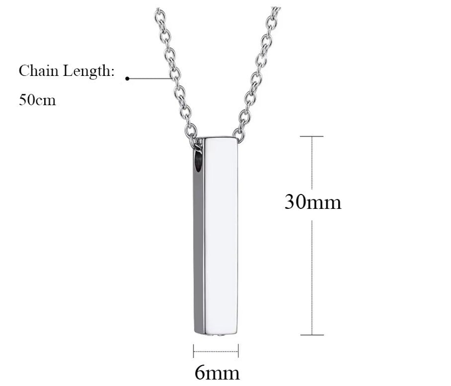 Stainless Steel Vertical Bar Urn Necklace Laser Engraving Blanks