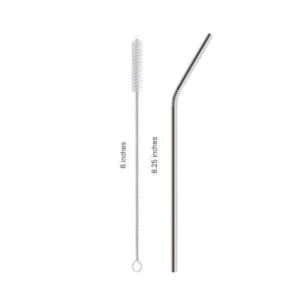 Stainless Steel Straw Set with Cleaning Brush for 20 oz Tumblers - Straight or Bent