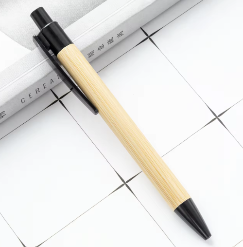 Eco-Friendly Bamboo Wood Ballpoint Pens - Smooth 1mm Black Ink