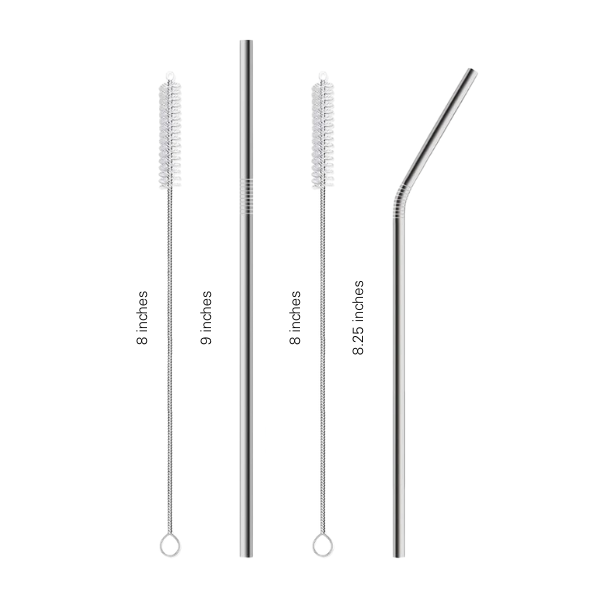 Stainless Steel Straw Set with Cleaning Brush for 20 oz Tumblers - Straight or Bent