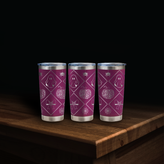 Leopard Print Ghost Laser Engraved Tumbler Wrap SVG | 20oz Skinny Tumbler Seamless Design | Digital Download for Laser Rotary Engraving