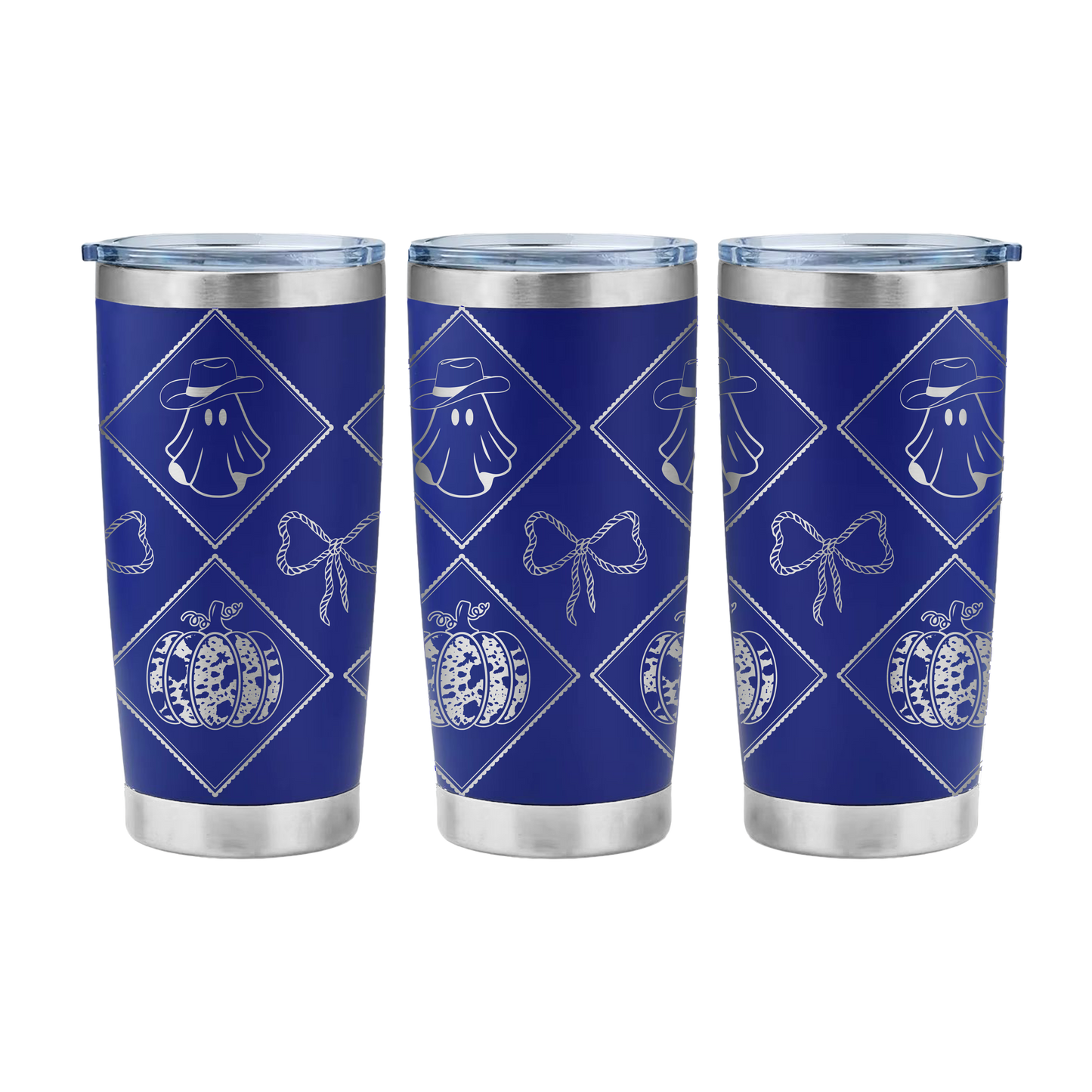 Cowboy Ghost Laser Engraved Tumbler Wrap SVG | 20oz Skinny Tumbler Seamless Design | Digital Download for Laser Rotary Engraving