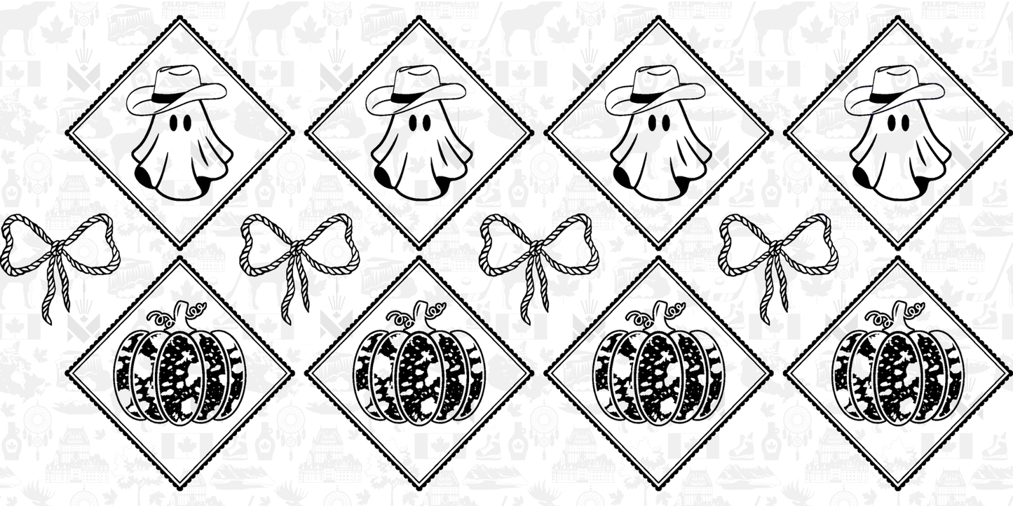 Cowboy Ghost Laser Engraved Tumbler Wrap SVG | 20oz Skinny Tumbler Seamless Design | Digital Download for Laser Rotary Engraving