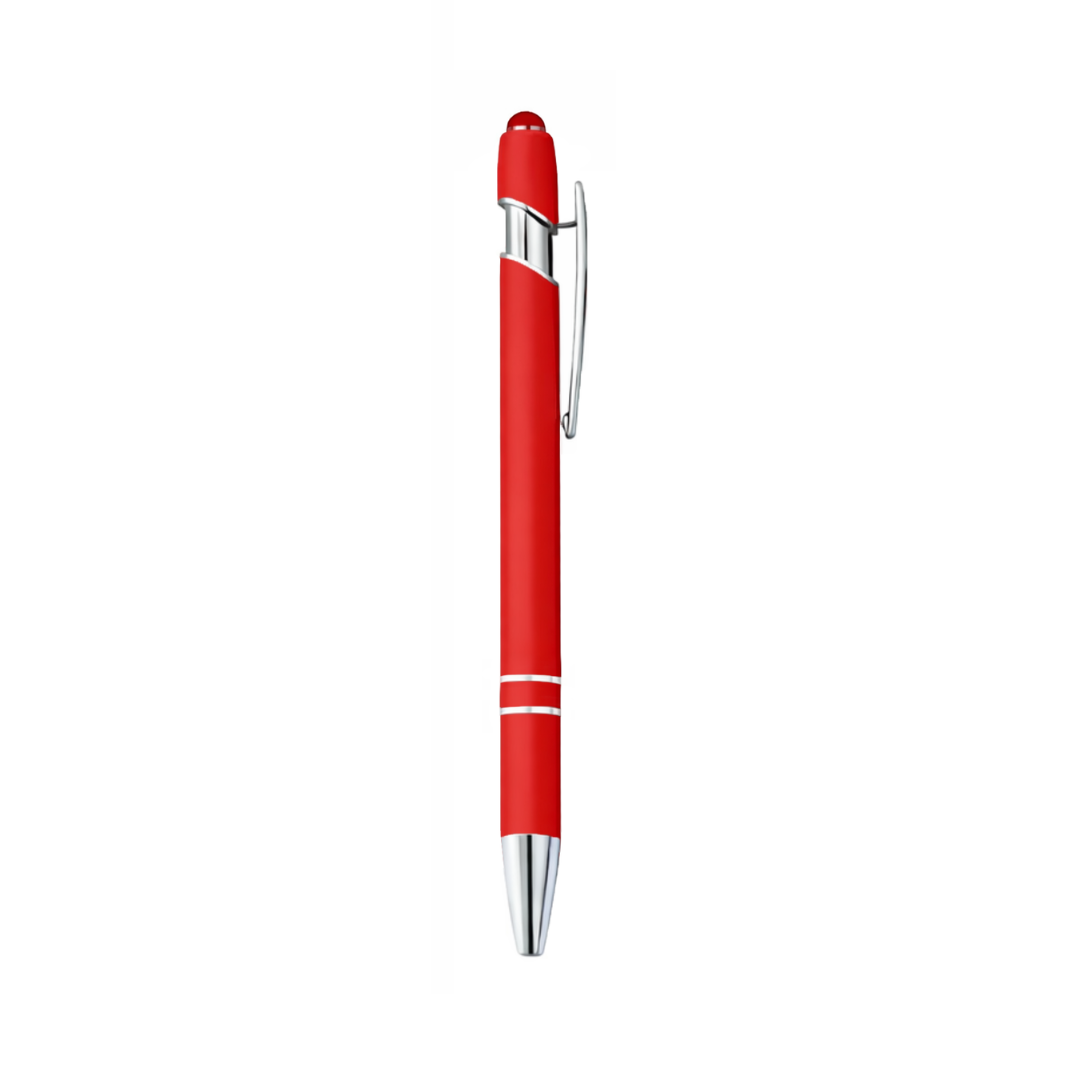 Matte Metal Click-Action Pen Blank With Stylus – 1 mm Black Ink