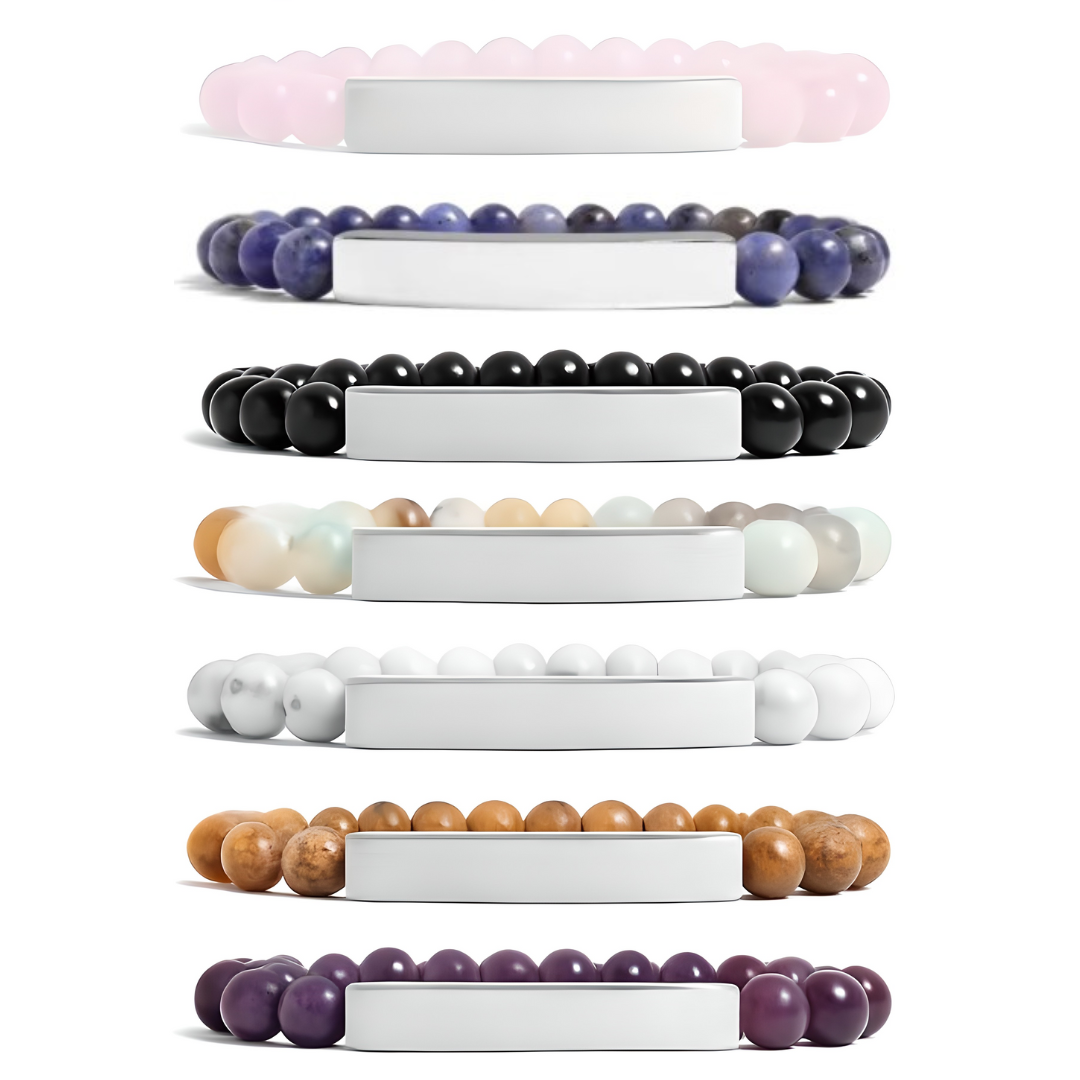 Gemstone Beaded Bracelet With Stainless Steel Bar Jewelry Blank