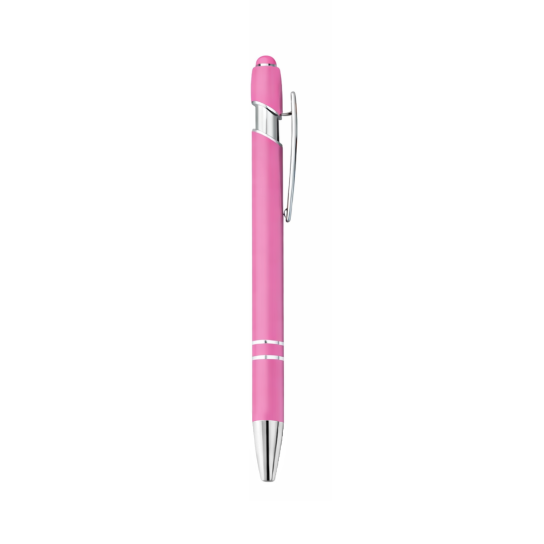 Matte Metal Click-Action Pen Blank With Stylus – 1 mm Black Ink