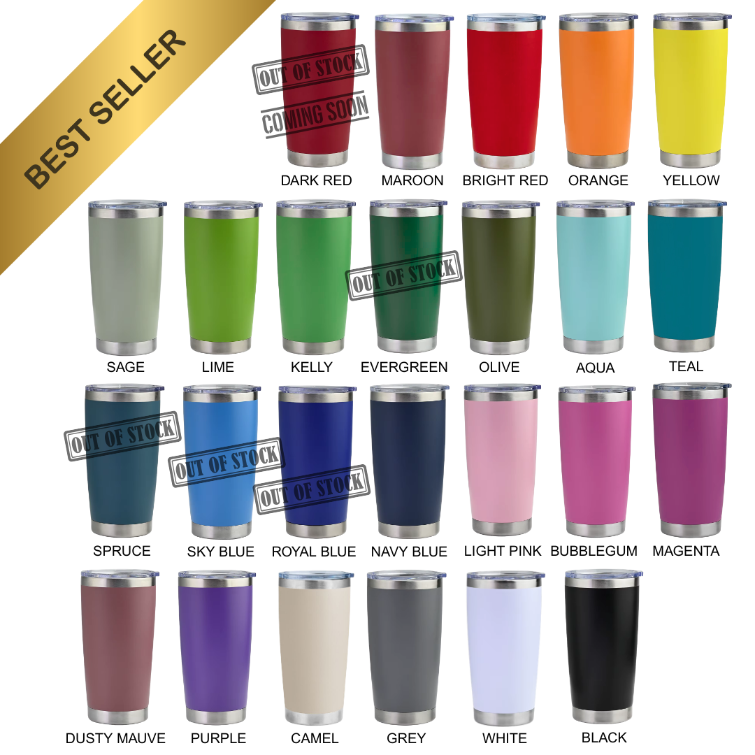 20 oz Stainless Steel Tumbler | Powder Coated | Vacuum Insulated | Laser Engraving Blank