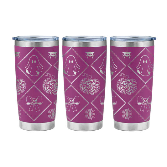 Leopard Print Ghost Laser Engraved Tumbler Wrap SVG | 20oz Skinny Tumbler Seamless Design | Digital Download for Laser Rotary Engraving
