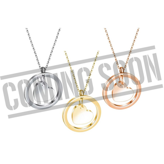 Stainless Steel Floating Heart In A Ring Necklace Laser Engraving Blanks