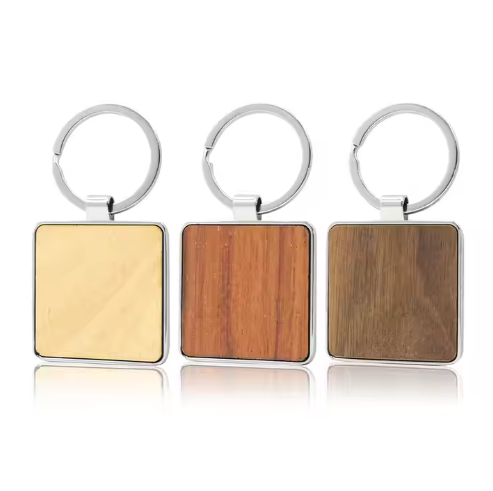 *Preorder* Square Wood And Stainless Steel Keychain