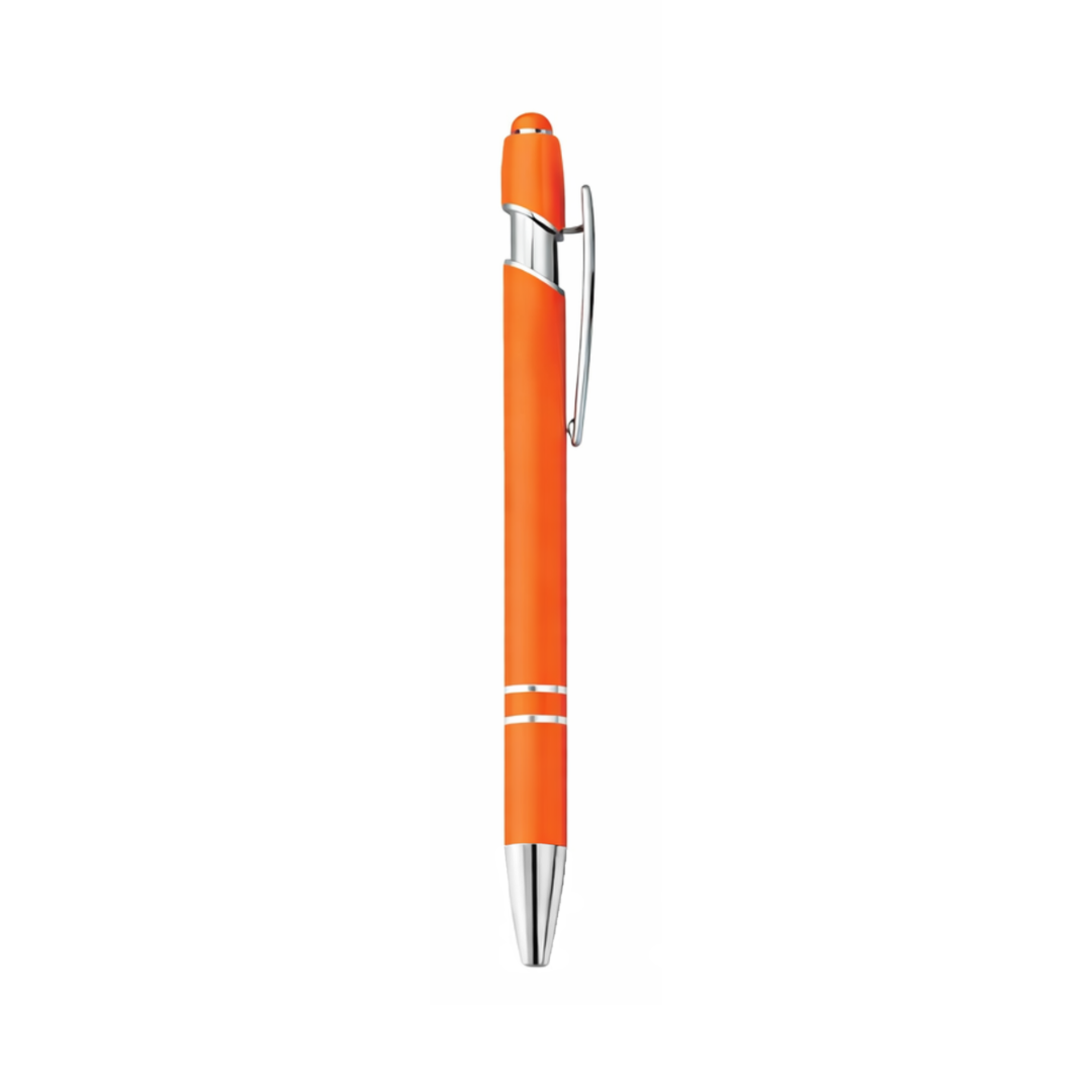 Matte Metal Click-Action Pen Blank With Stylus – 1 mm Black Ink