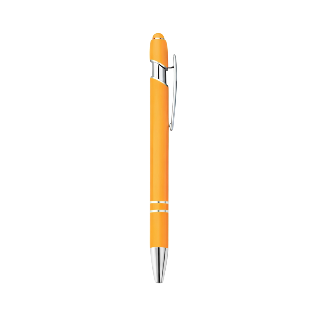 Matte Metal Click-Action Pen Blank With Stylus – 1 mm Black Ink