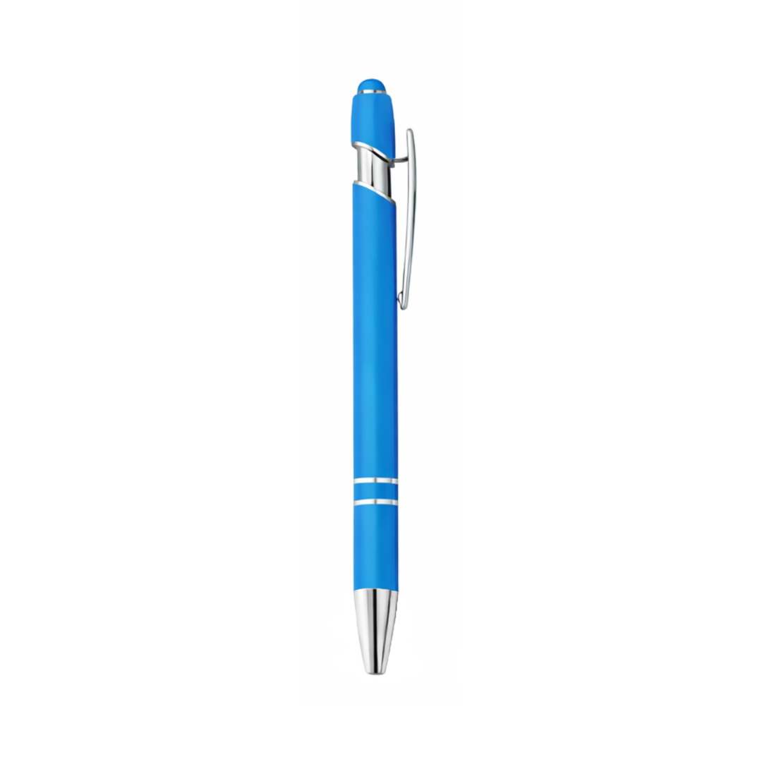 Matte Metal Click-Action Pen Blank With Stylus – 1 mm Black Ink