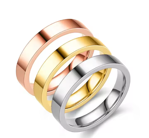 Stainless Steel Flat Ring Blanks 4mm Silver/Gold/RoseGold Sz 5/6/7/8/9/10