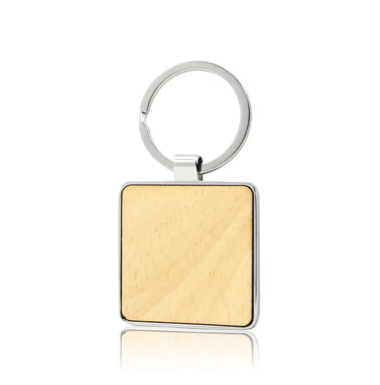 *Preorder* Square Wood And Stainless Steel Keychain