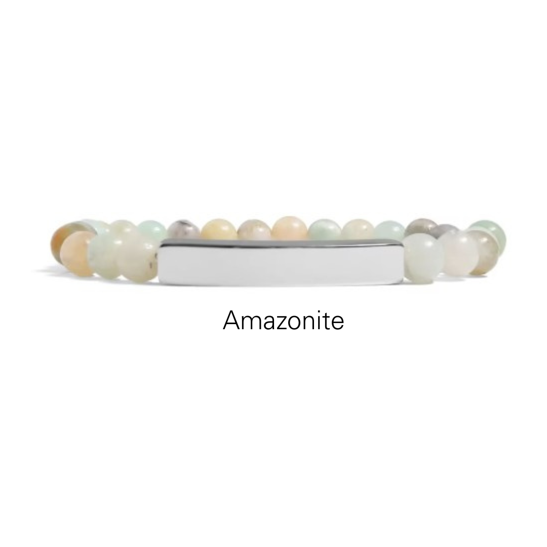 Gemstone Beaded Bracelet With Stainless Steel Bar Jewelry Blank