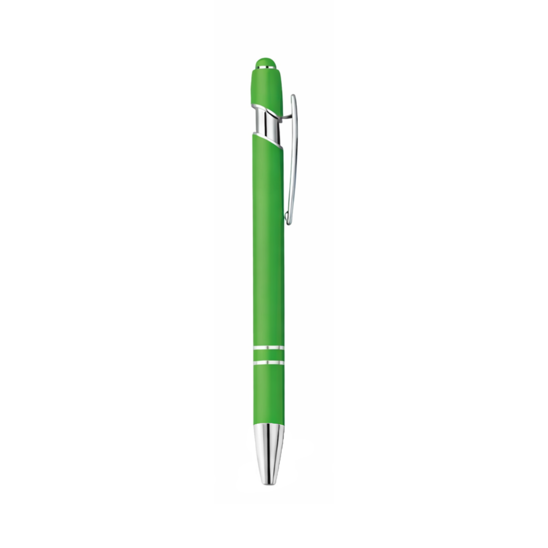 Matte Metal Click-Action Pen Blank With Stylus – 1 mm Black Ink