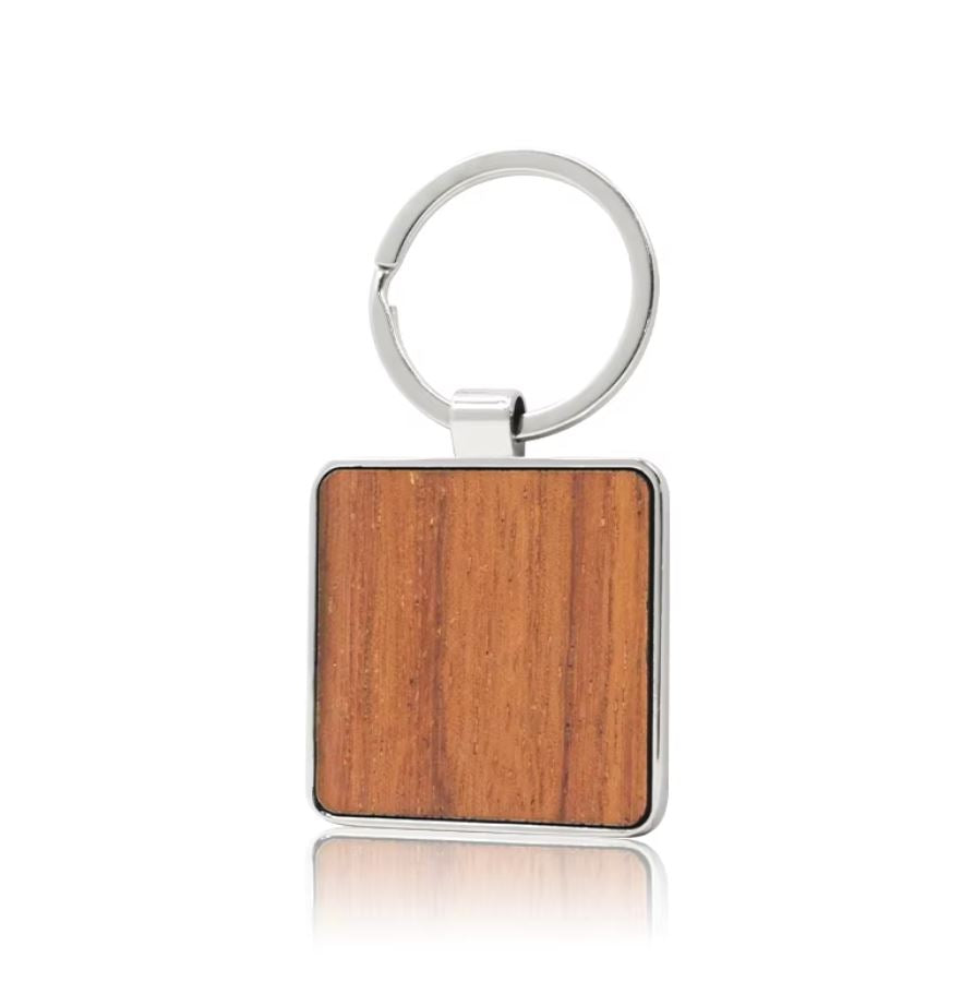 *Preorder* Square Wood And Stainless Steel Keychain