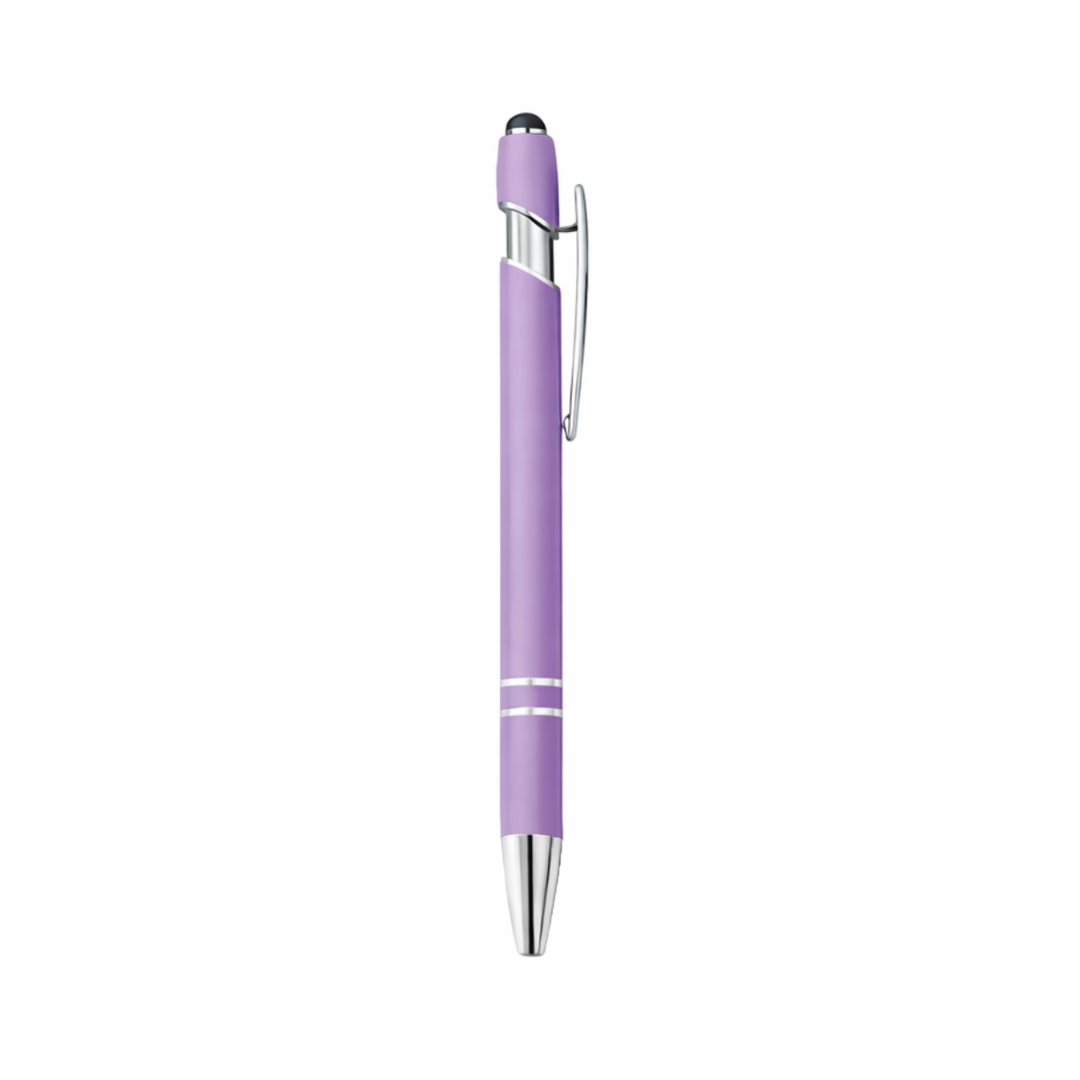 Matte Metal Click-Action Pen Blank With Stylus – 1 mm Black Ink