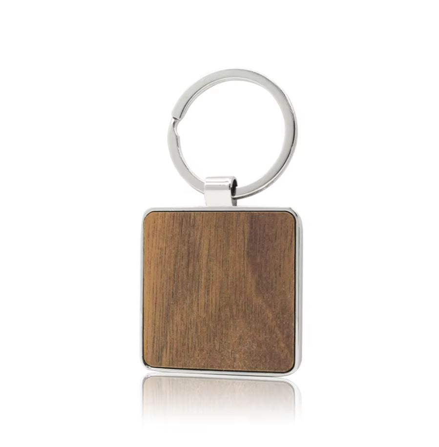 *Preorder* Square Wood And Stainless Steel Keychain