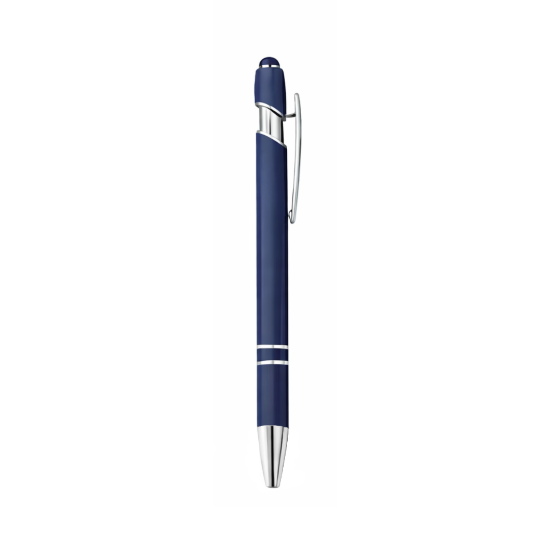 Matte Metal Click-Action Pen Blank With Stylus – 1 mm Black Ink