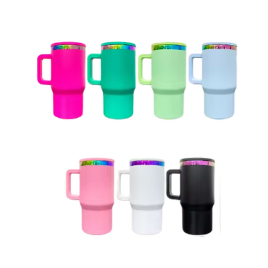 20 oz | Stainless Steel Rainbow Plated | Powder Coated | Handle & Flip Straw | Tumbler Blanks
