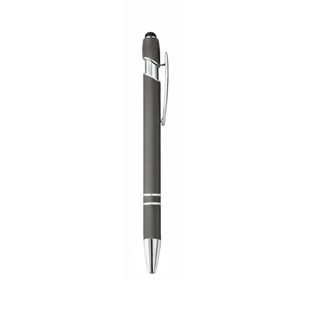 Matte Metal Click-Action Pen Blank With Stylus – 1 mm Black Ink