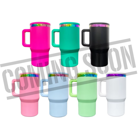 20 oz | Stainless Steel Rainbow Plated | Powder Coated | Handle & Flip Straw | Tumbler Blanks