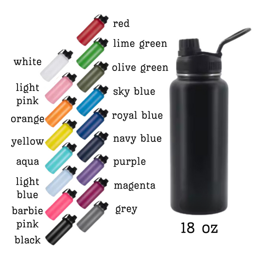 *Preorder* 18 oz | Sports Bottle | Stainless Steel | Powder Coated | Screw On Spout Lid | Tumbler Blanks