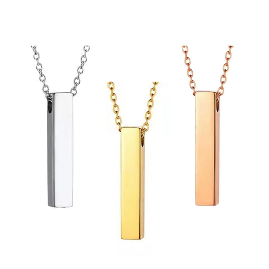 Stainless Steel Vertical Bar Urn Necklace Laser Engraving Blanks