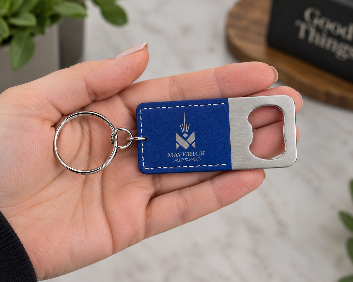 Lasereable Leatherette Rectangular Bottle Opener Keychain Blanks
