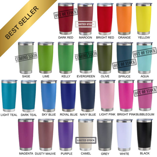 20 oz Stainless Steel Tumbler | Powder Coated | Vacuum Insulated | Laser Engraving Blank