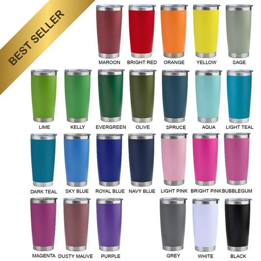 20 oz Stainless Steel Tumbler | Powder Coated | Vacuum Insulated | Laser Engraving Blank