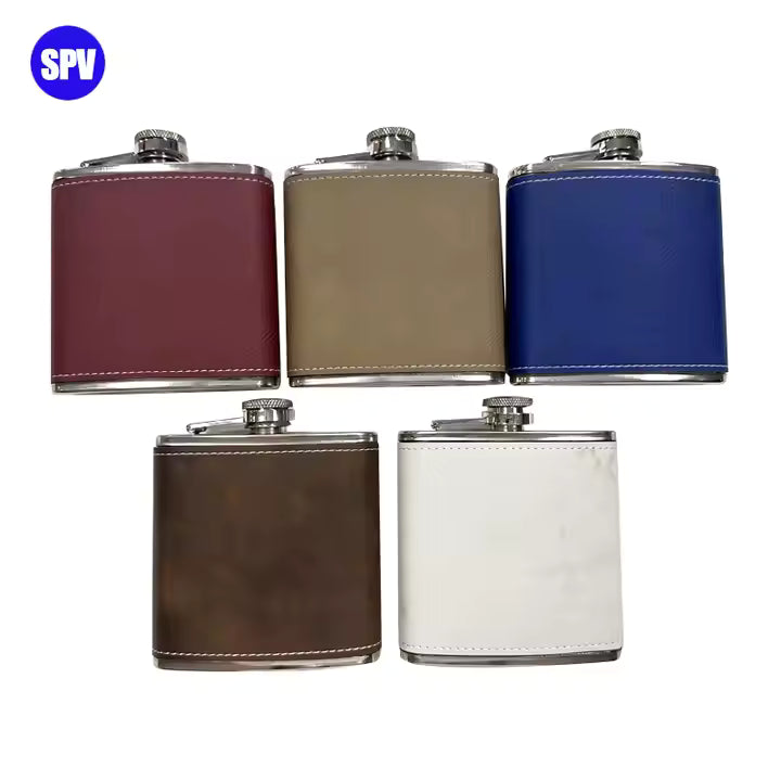 *Preorder* 6 oz Hip Flask | Stainless Steel | Leatherette | Blanks