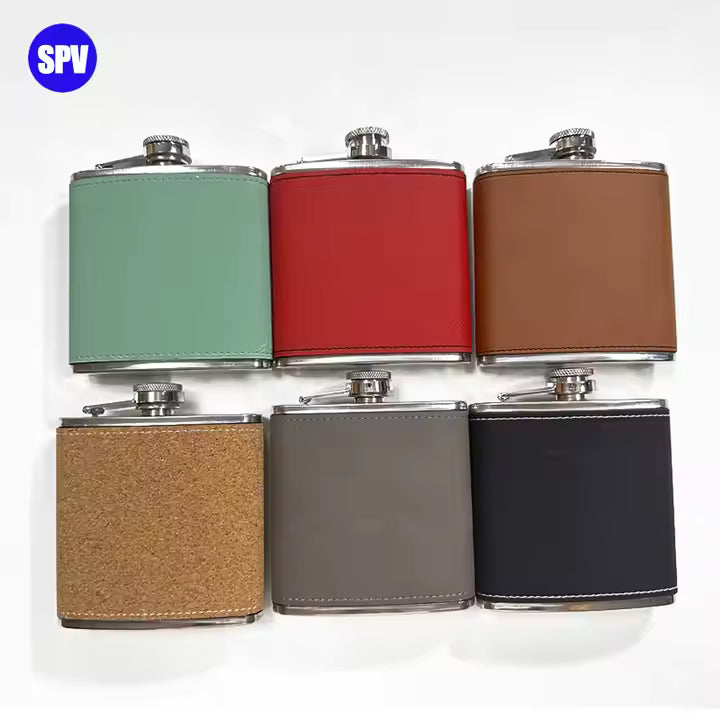 *Preorder* 6 oz Hip Flask | Stainless Steel | Leatherette | Blanks