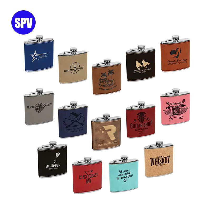 *Preorder* 6 oz Hip Flask | Stainless Steel | Leatherette | Blanks