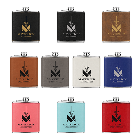 Laserable Leatherette 6 oz Hip Flask Blank