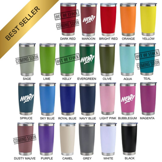 20 oz Stainless Steel Tumbler | Powder Coated | Vacuum Insulated | Laser Engraving Blank